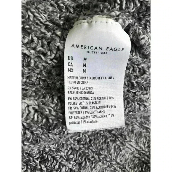 American Eagle Gray Boxy Mock Neck Sweater Ribbed Knit Slouchy Oversized Size M - Picture 5 of 5